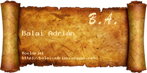 Balai Adrián névjegykártya